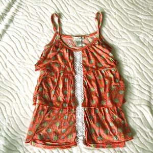 Love Change Coral, Ruffle Tank, Size S